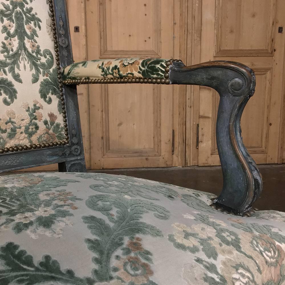 Late 19th Century Pair of 19th Century French Louis XIV Painted Armchairs