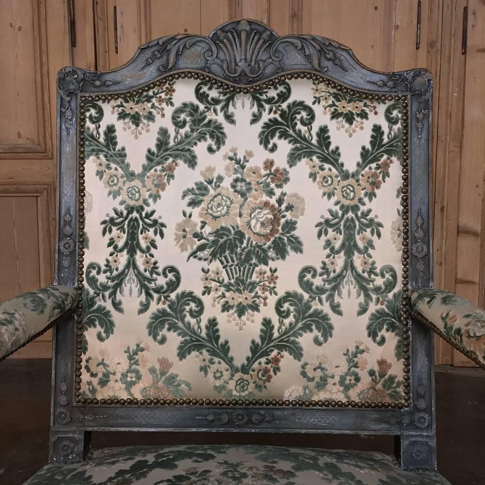 Walnut Pair of 19th Century French Louis XIV Painted Armchairs