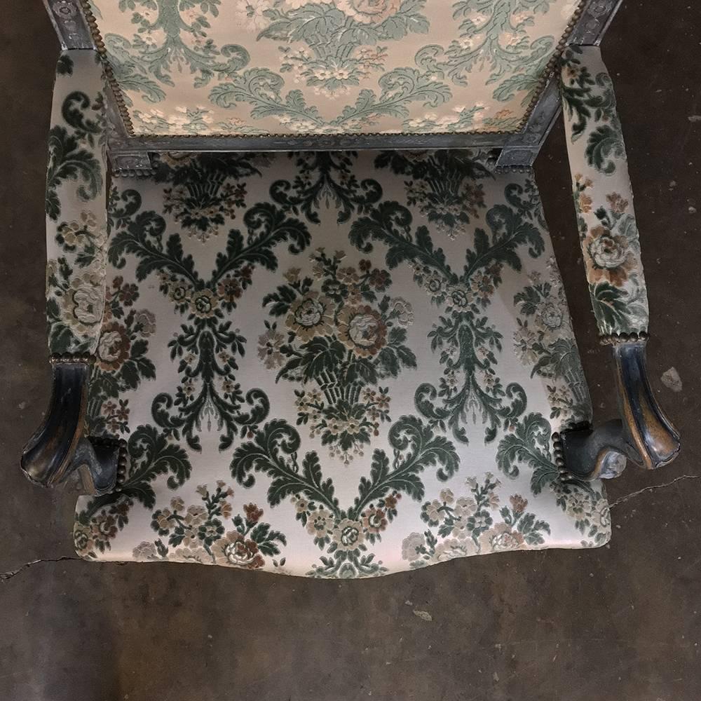 Pair of 19th Century French Louis XIV Painted Armchairs 1