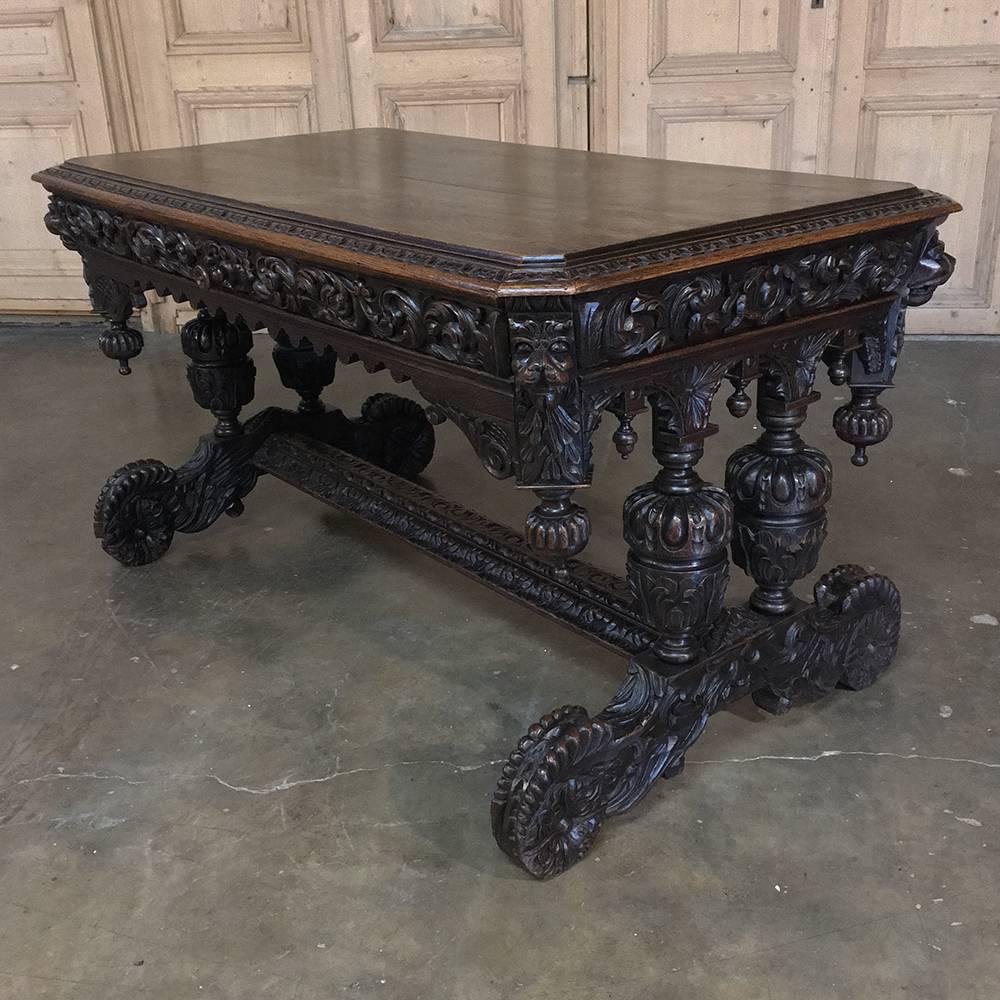 19th Century French Renaissance Desk with Dolphins In Good Condition In Dallas, TX