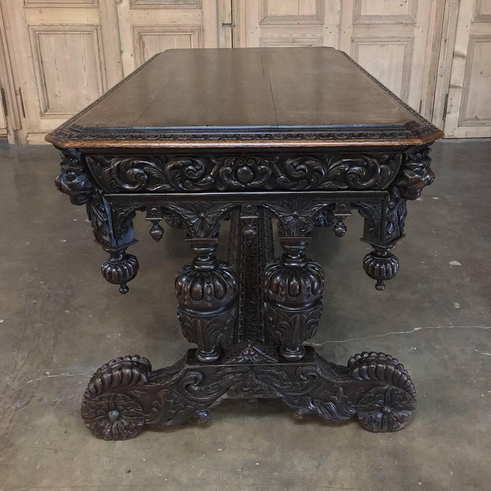 19th Century French Renaissance Desk with Dolphins 1