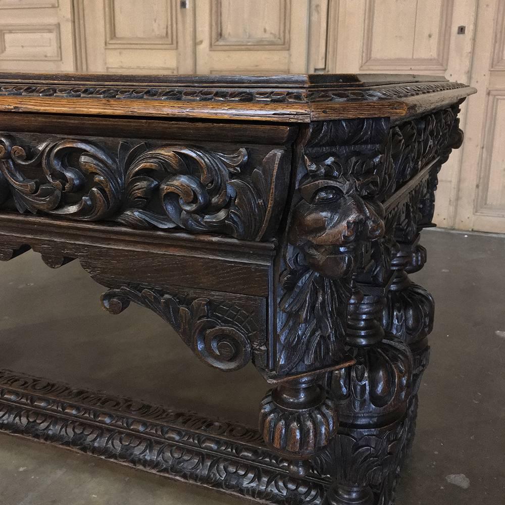 19th Century French Renaissance Desk with Dolphins 3