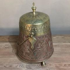 19th Century Embossed Brass and Copper Kindling Bucket Planter