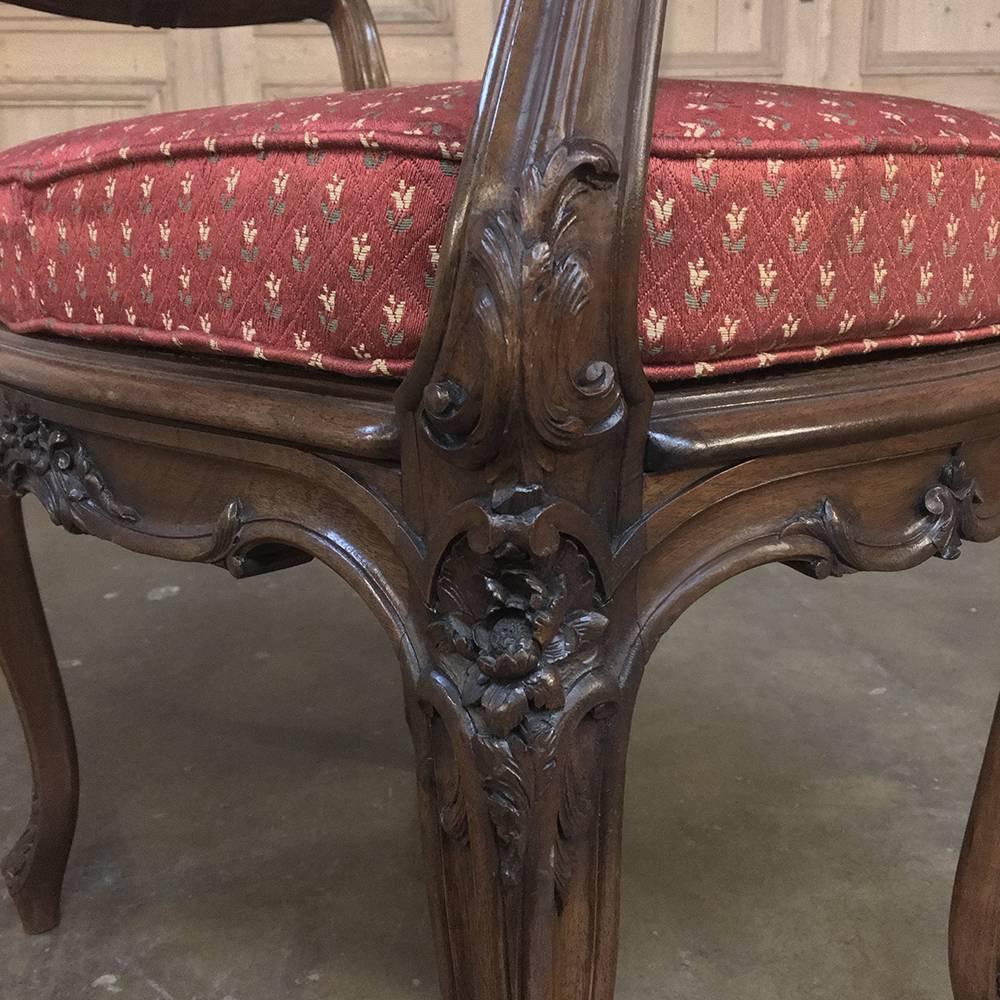 19th Century French Louis XV Walnut Caned Hand Carved Bench, Stool 5