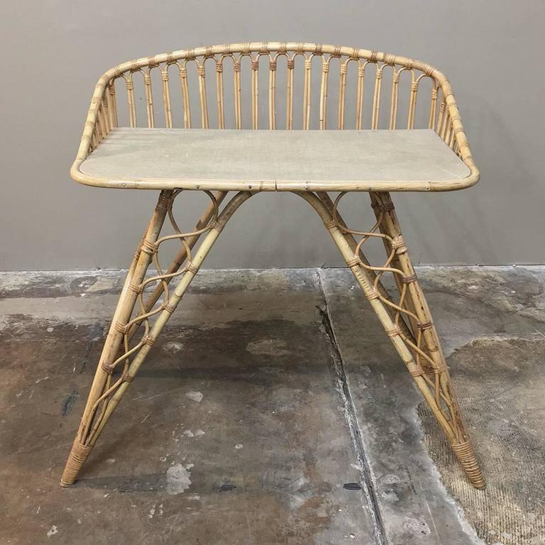 MidCentury Rattan Vanity French Table For Sale at 1stdibs