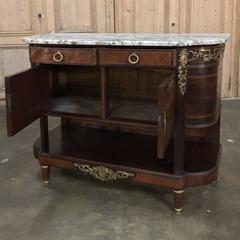 19th Century French Louis XVI Marble-Top Mahogany Buffet