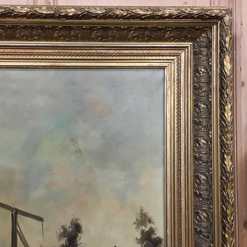 19th Century Framed Oil Painting on Canvas by deGroot In Excellent Condition In Dallas, TX