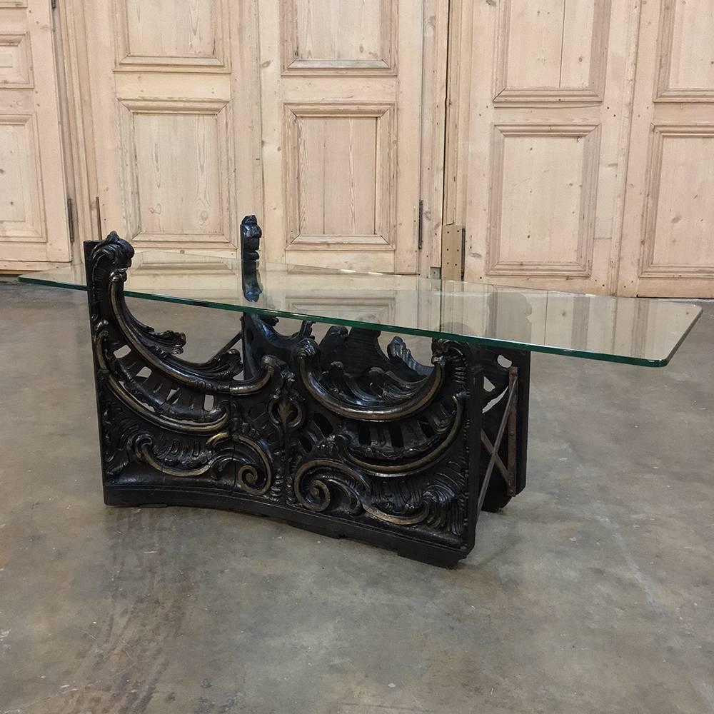Glass Top Coffee Table with 18th Century Architectural Relic support is an ingenious re-purpose of exquisitely sculpted architectural antique embellishments reborn into a coffee table like no other! Rarely could one say that he possesses a