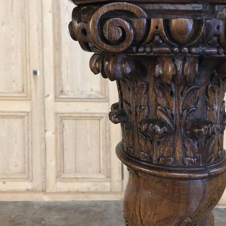 19th Century Barley Twist Pedestal HandCarved with Grapevines For Sale