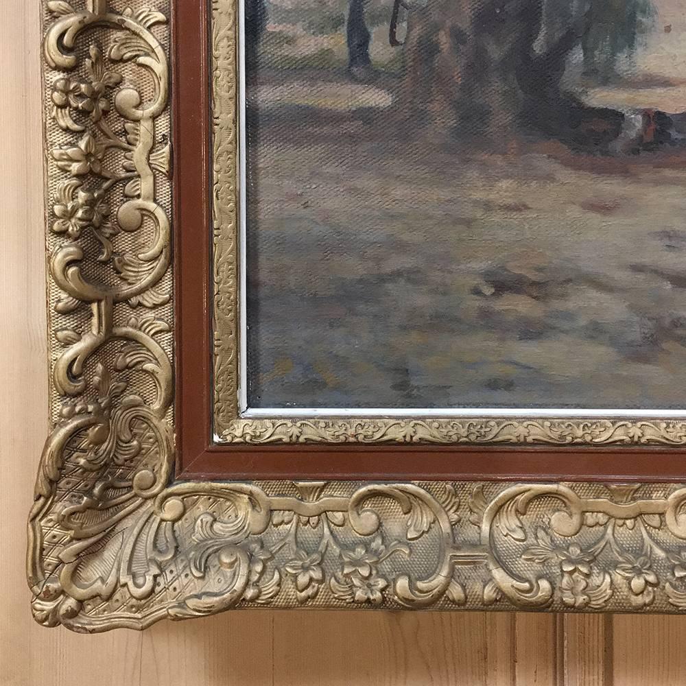 Aesthetic Movement Antique Framed Oil Painting on Canvas by Silvio Rossi