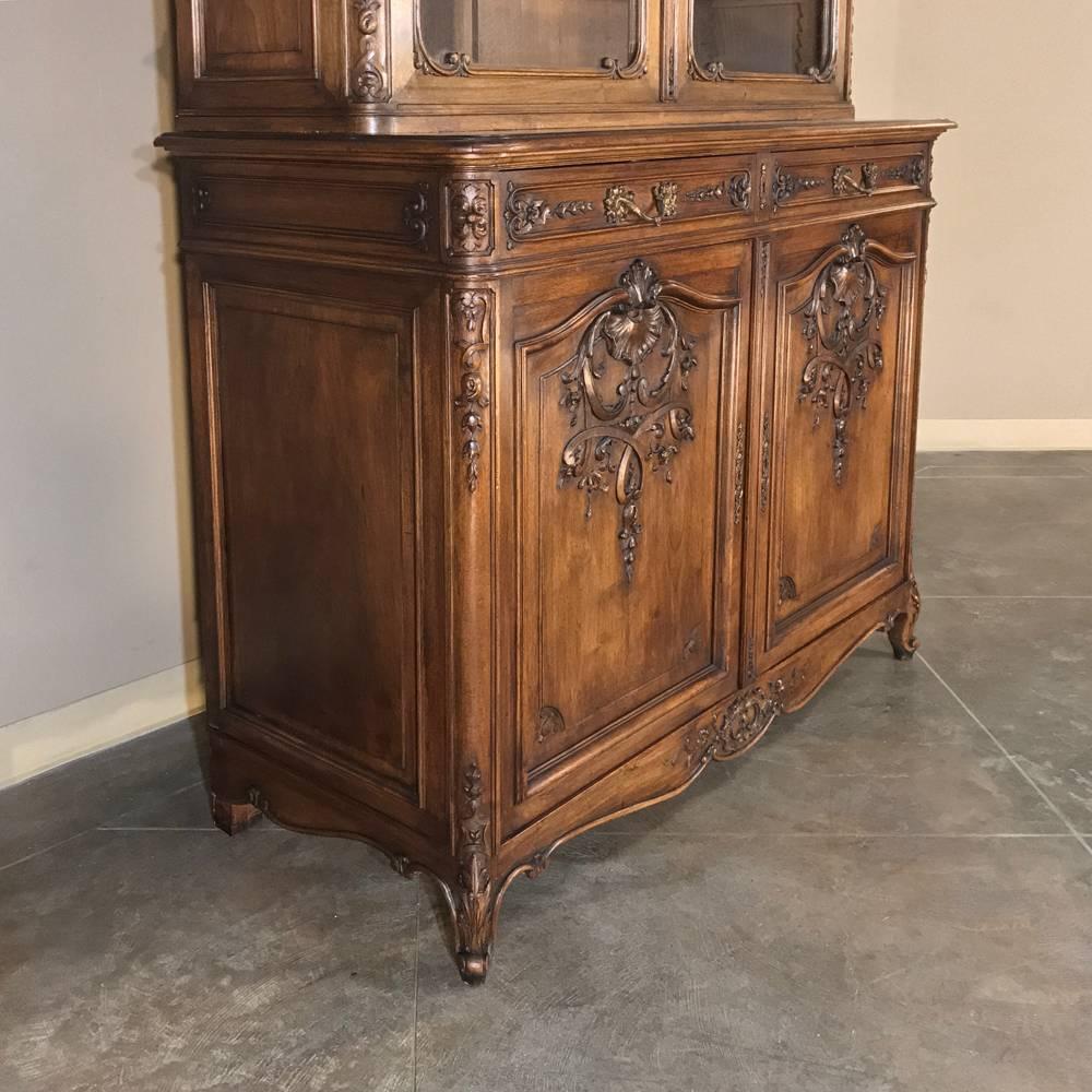 Régence 19th Century French Regence Walnut Bookcase, China Buffet