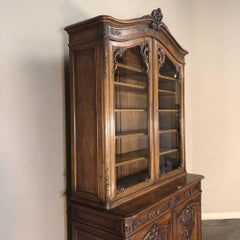 19th Century French Regence Walnut Bookcase, China Buffet