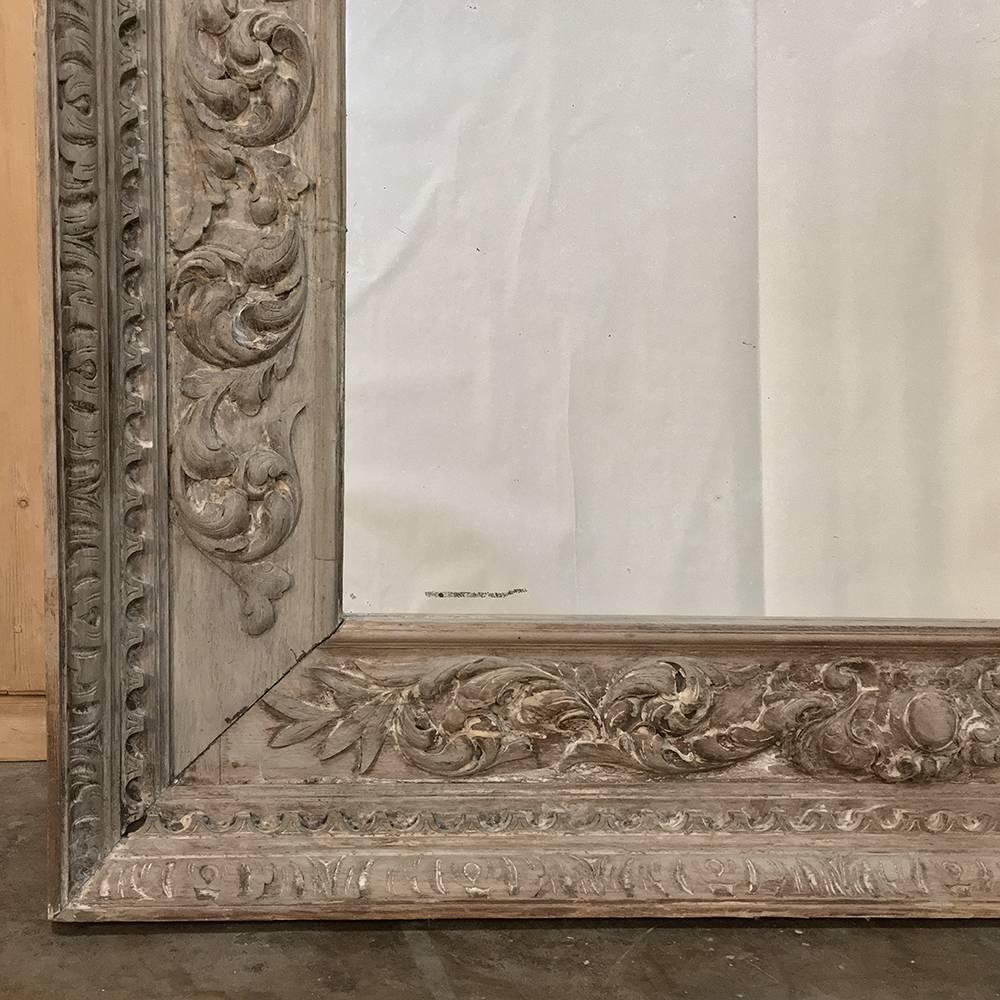 Mid-19th Century 19th Century Grand Hand-Carved Renaissance Stripped Oak Mirror