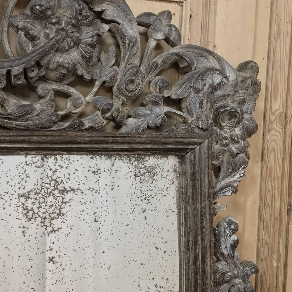 Grand 19th Century French Renaissance Revival Carved and Stripped Oak Mirror 4