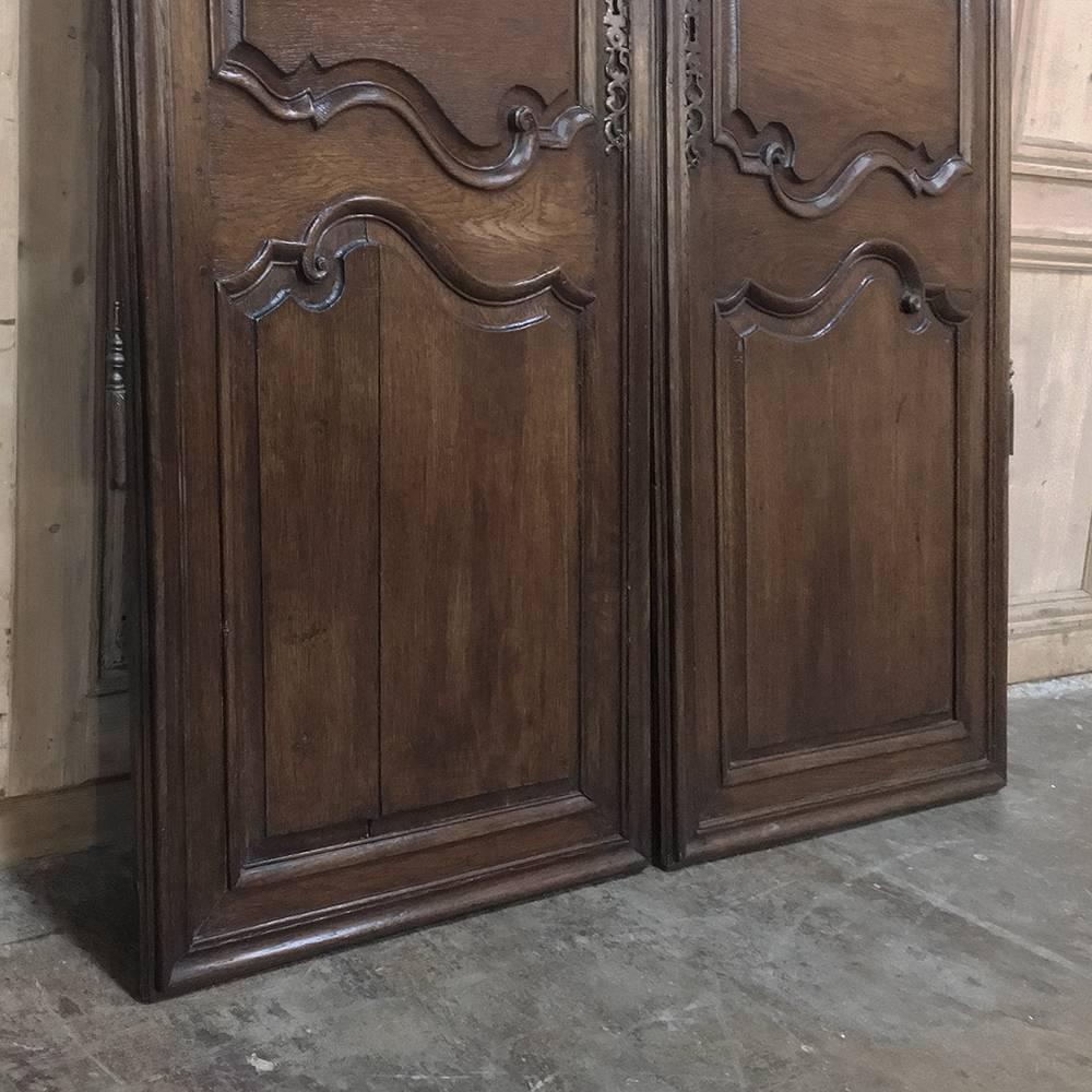 Pair of 18th Century Country French Oak Armoire Doors, Plaquards 2