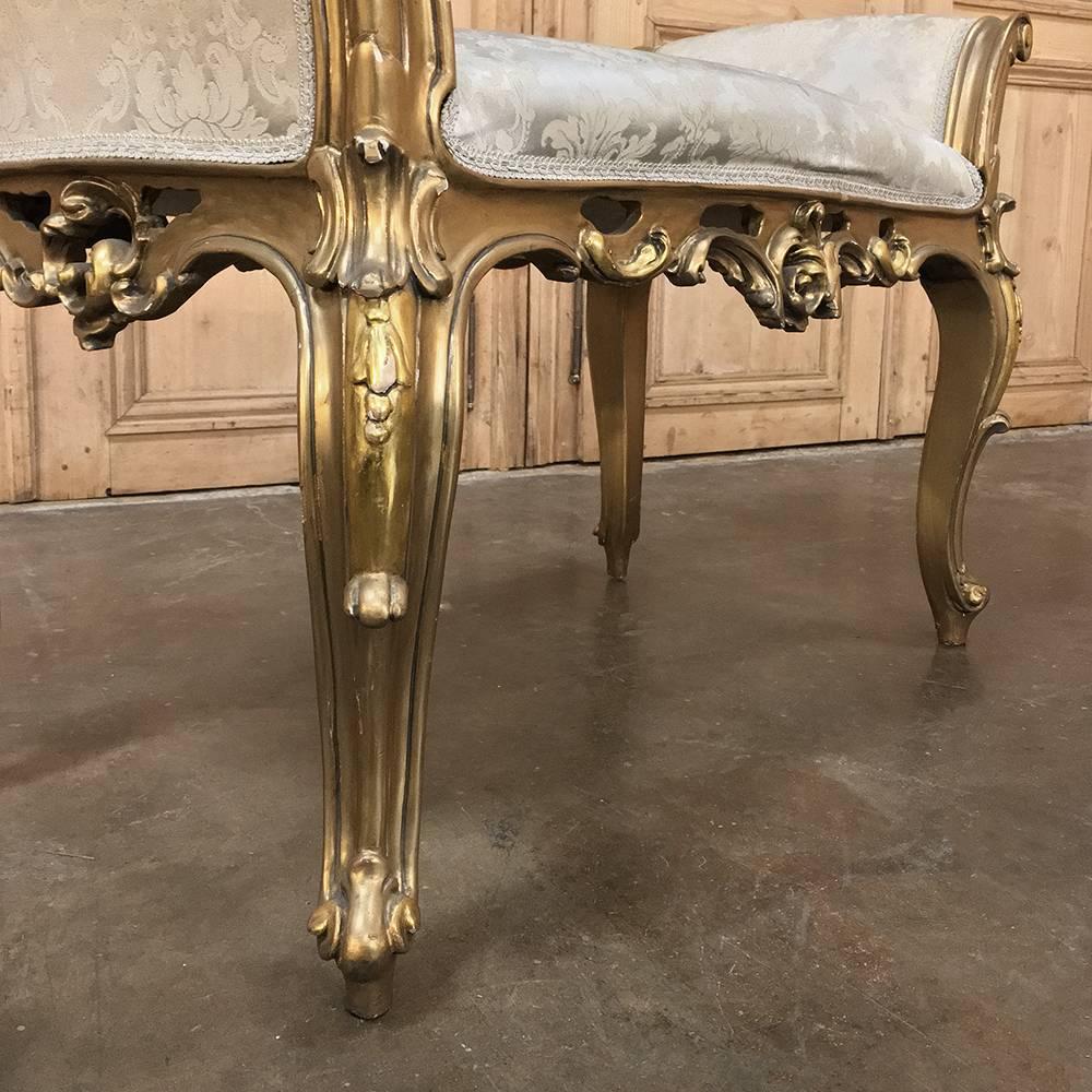 Pair of Antique Italian Baroque Giltwood Arm Benches 4