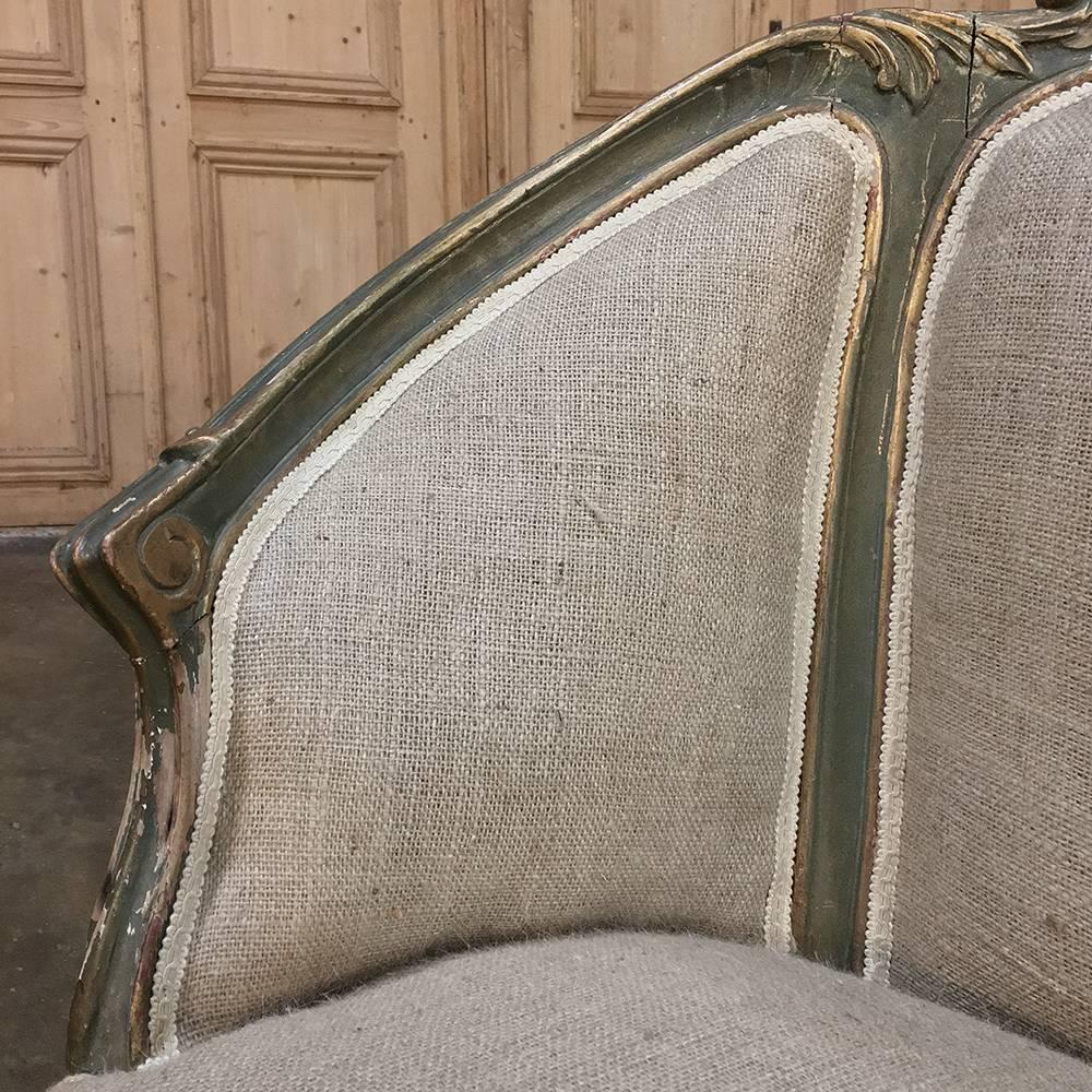 Late 19th Century  19th Century Italian Rococo Painted Sofa with New Upholstery