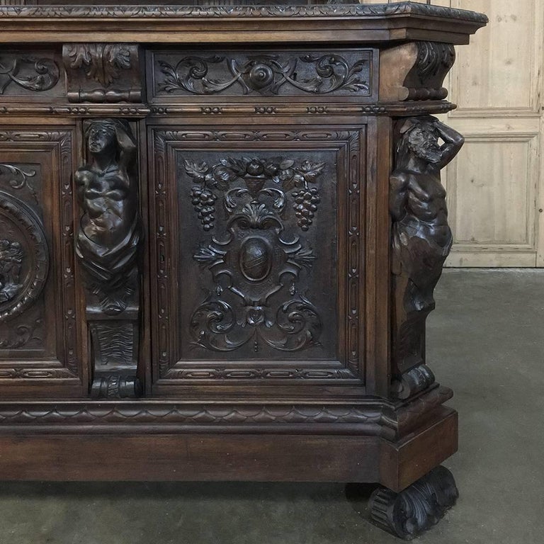 19th Century, Italian Renaissance Bar in Hand-Carved Walnut at 1stDibs