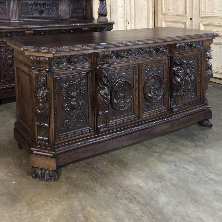 19th Century, Italian Renaissance Bar in Hand-Carved Walnut at 1stDibs