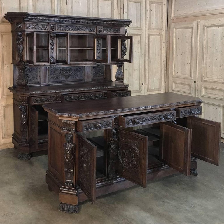 19th Century, Italian Renaissance Bar in Hand-Carved Walnut at 1stDibs