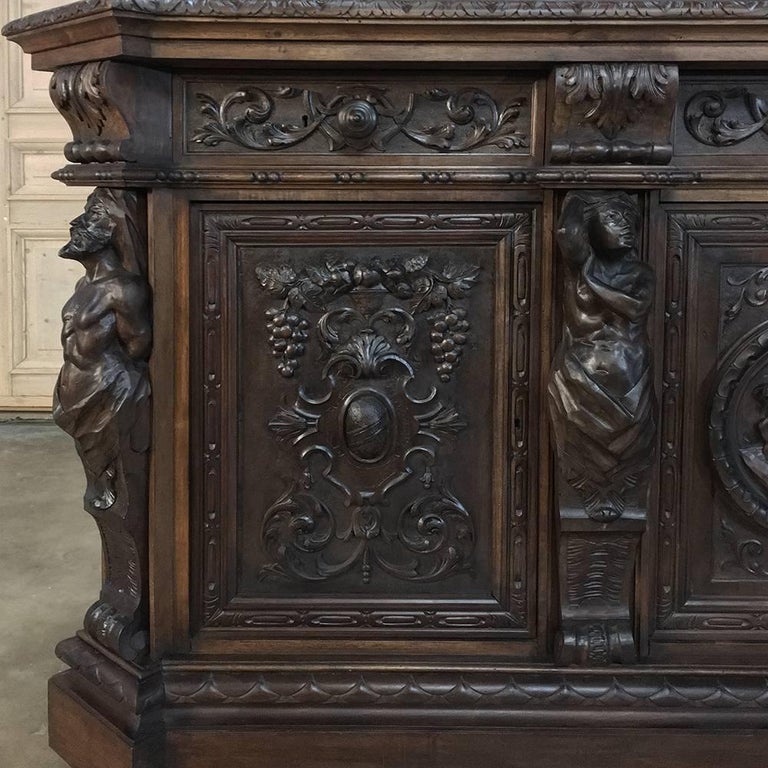 19th Century, Italian Renaissance Bar in Hand-Carved Walnut at 1stDibs