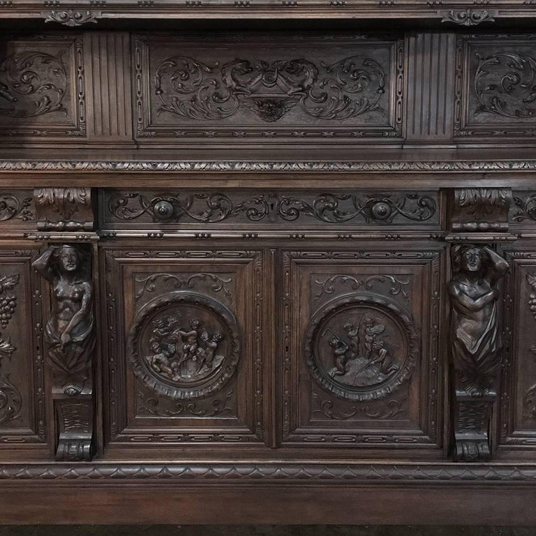 19th Century, Italian Renaissance Bar in Hand-Carved Walnut at 1stDibs