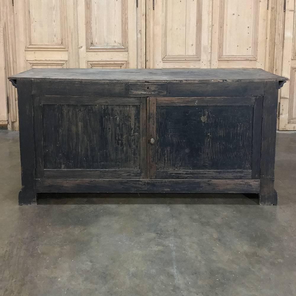 19th Century Rustic Painted Store Solid Pine Counter In Distressed Condition In Dallas, TX