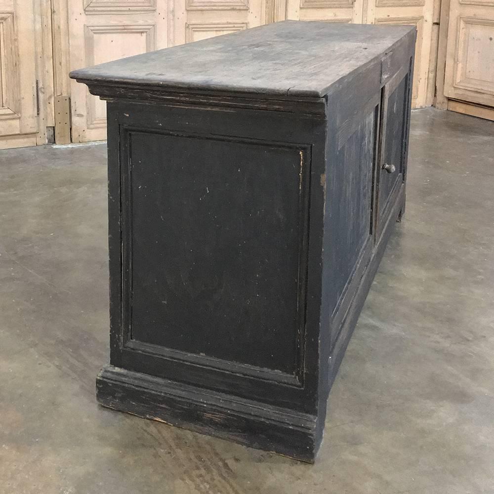 19th Century Rustic Painted Store Solid Pine Counter 1