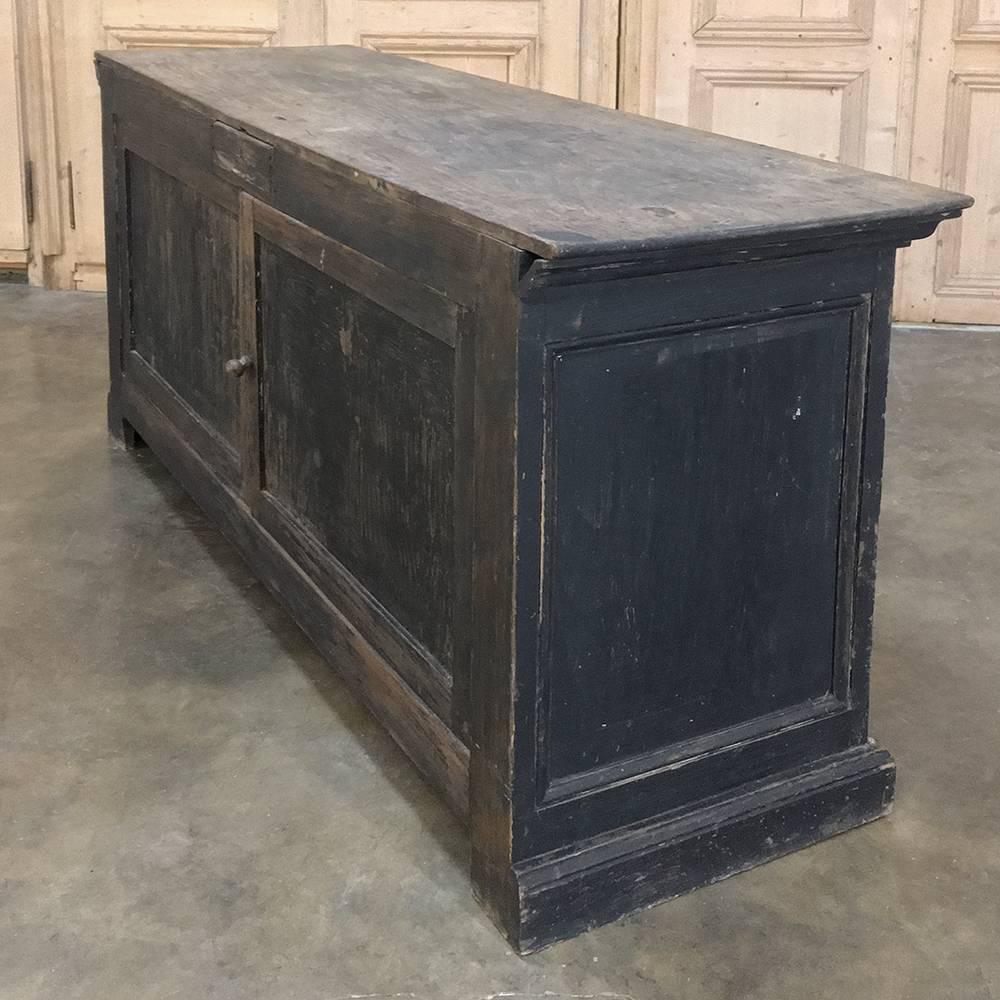 19th Century Rustic Painted Store Solid Pine Counter 2