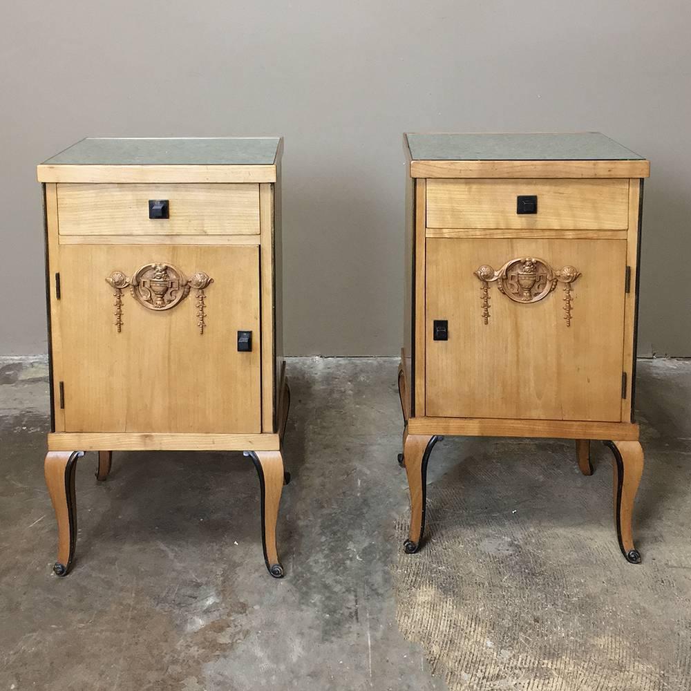 Pair of French Mid-Century Fruitwood Nightstands 1