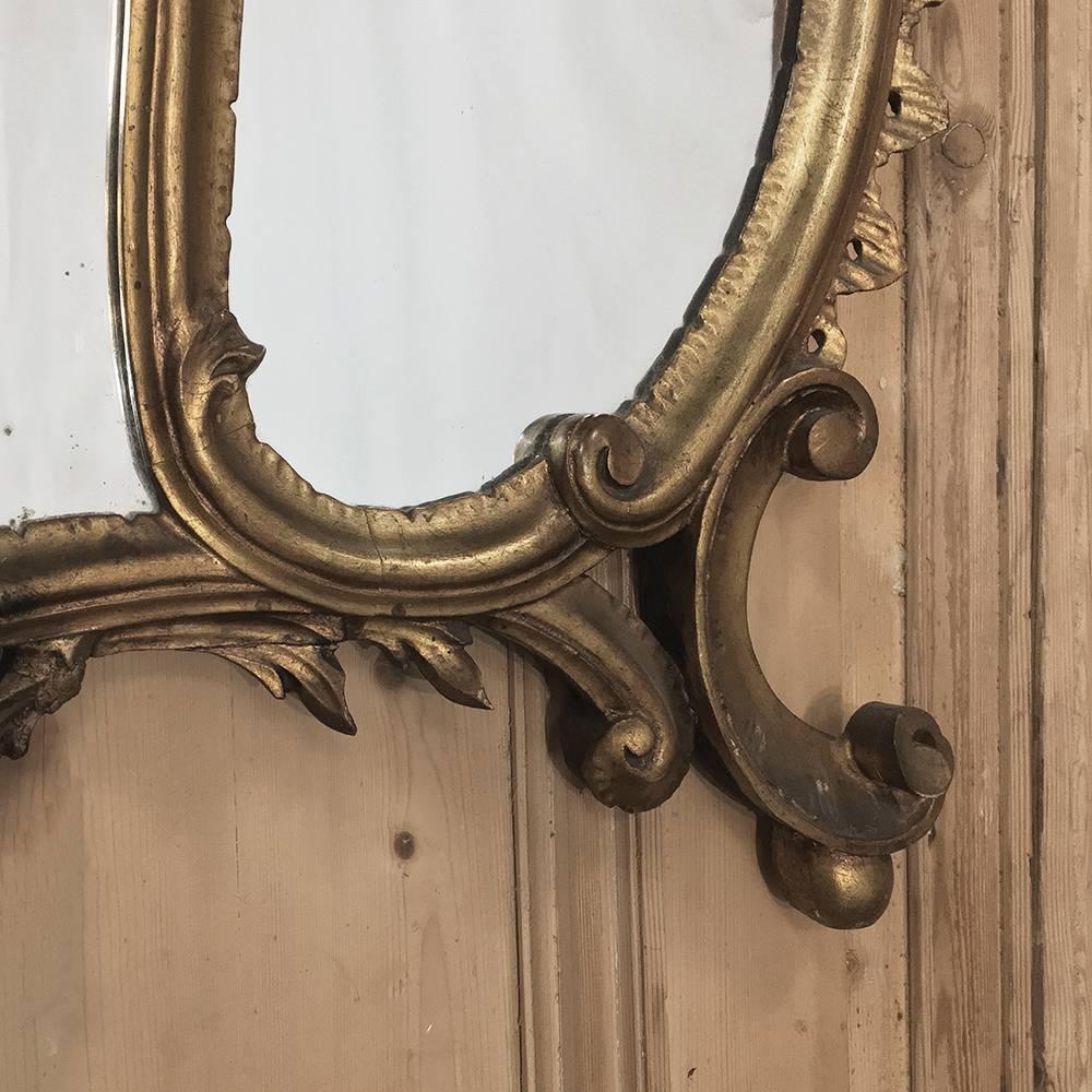 Antique Italian Baroque Giltwood Mirror In Good Condition In Dallas, TX