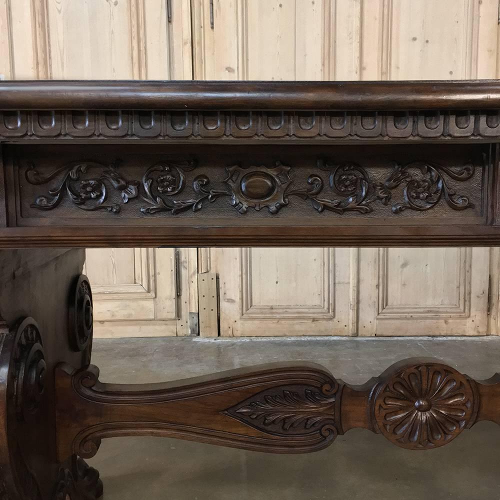 Early 20th Century Antique Italian Baroque Walnut Table Desk