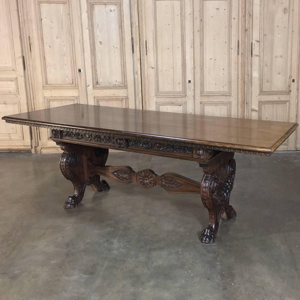 Antique Italian Baroque Walnut Table Desk 3