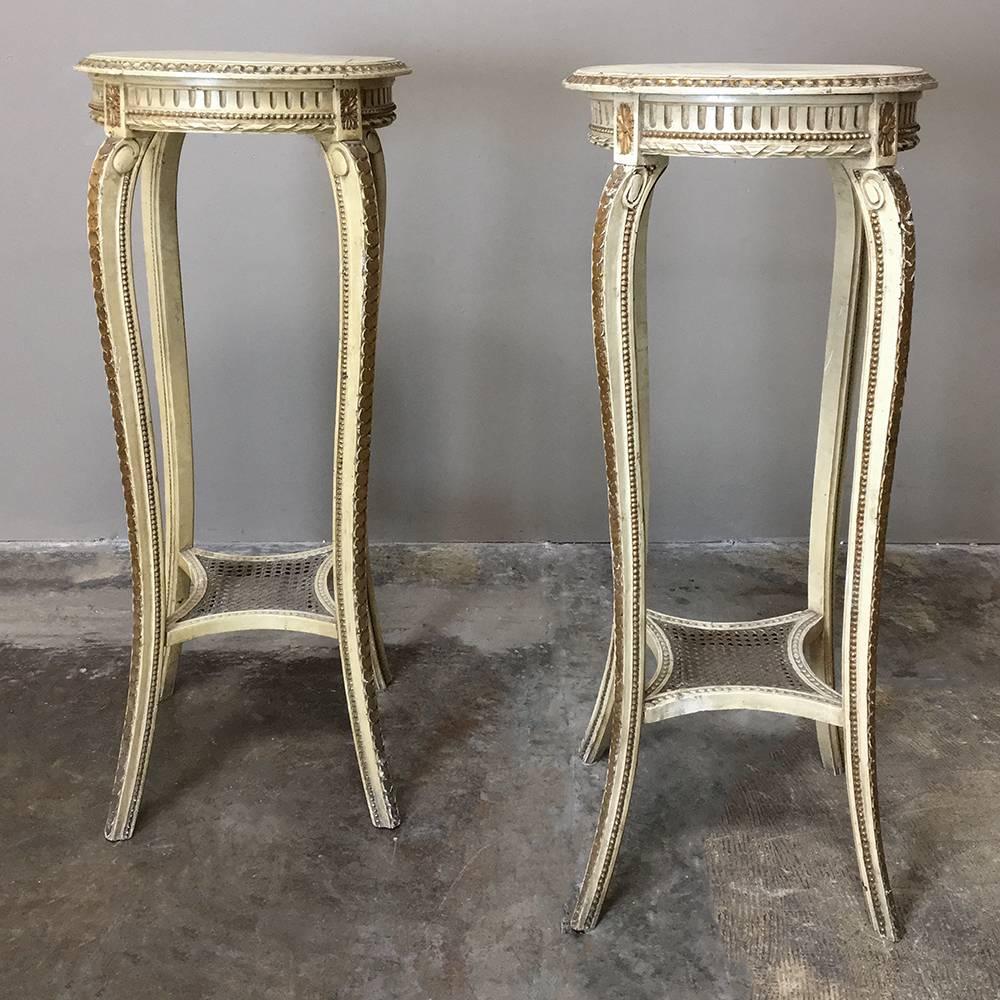 Late 19th Century Pair of 19th Century Italian Neoclassical Painted Pedestals