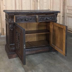 19th Century Italian Walnut Renaissance Shallow Buffet