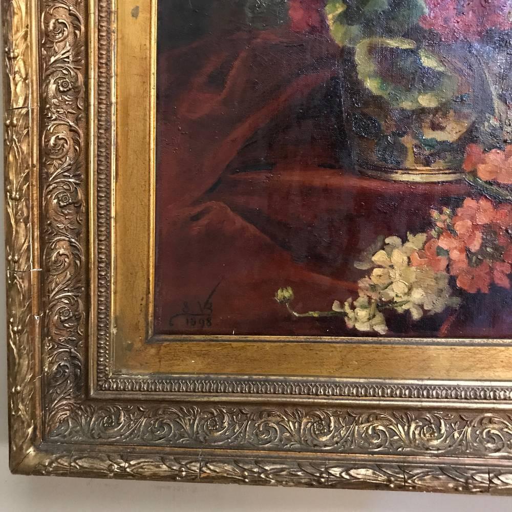 French 19th Century Framed Oil Painting on Canvas
