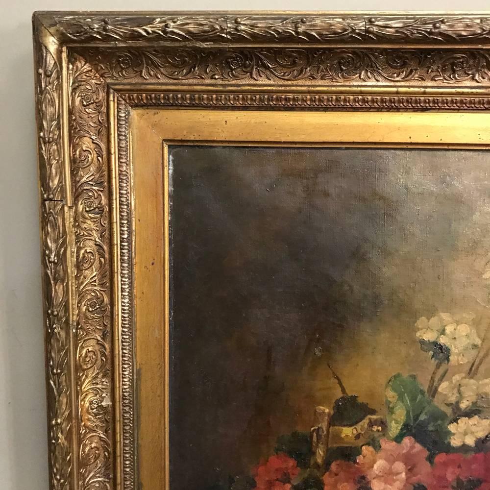 Hand-Painted 19th Century Framed Oil Painting on Canvas