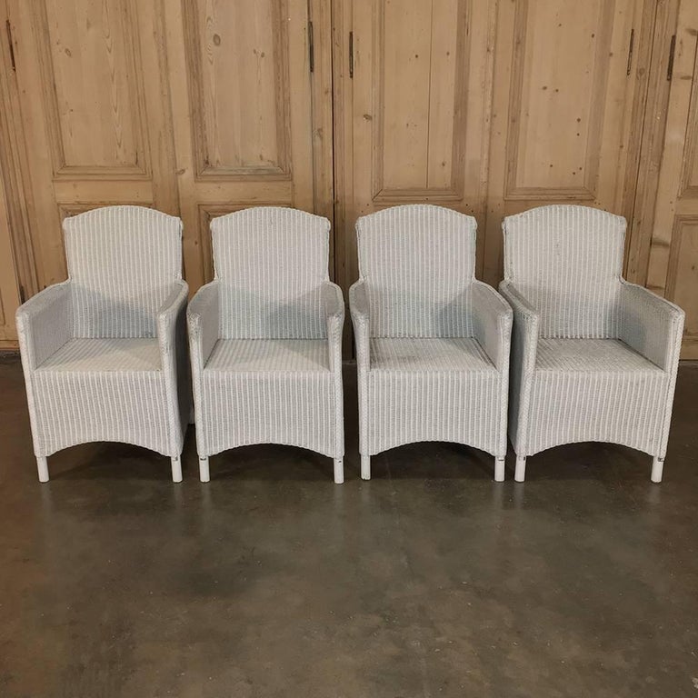 Set of Four Antique Lloyd Loom Wicker Armchairs at 1stDibs
