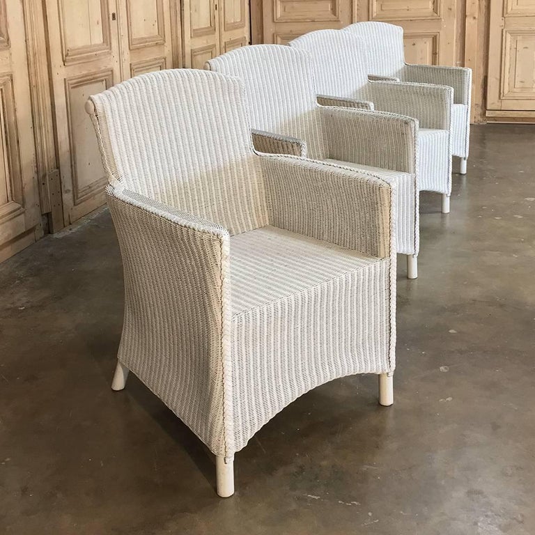 Set of Four Antique Lloyd Loom Wicker Armchairs at 1stDibs