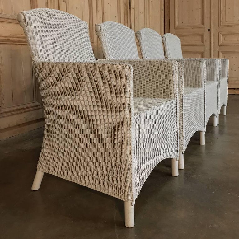 Set of Four Antique Lloyd Loom Wicker Armchairs at 1stDibs