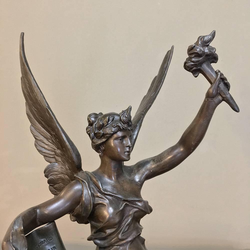 French Spelter Statue of Angel by by Marcel Debut (1865-1933 - Entitled -Science