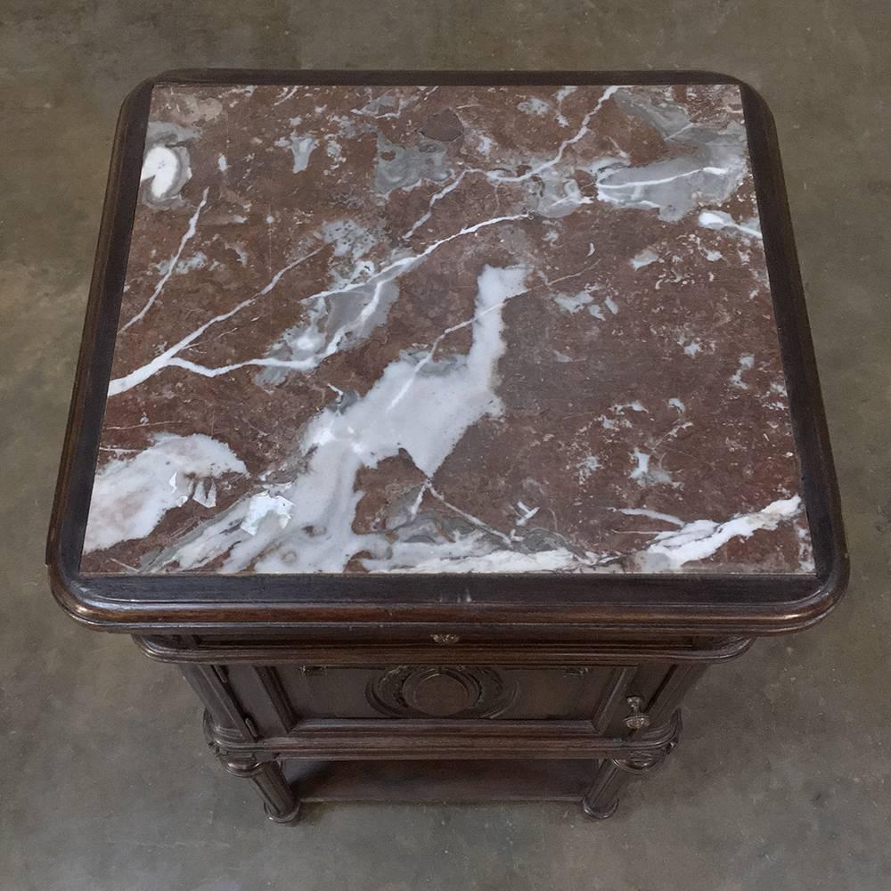 Pair of 19th Century Marble-Top Neoclassical Nightstands 2