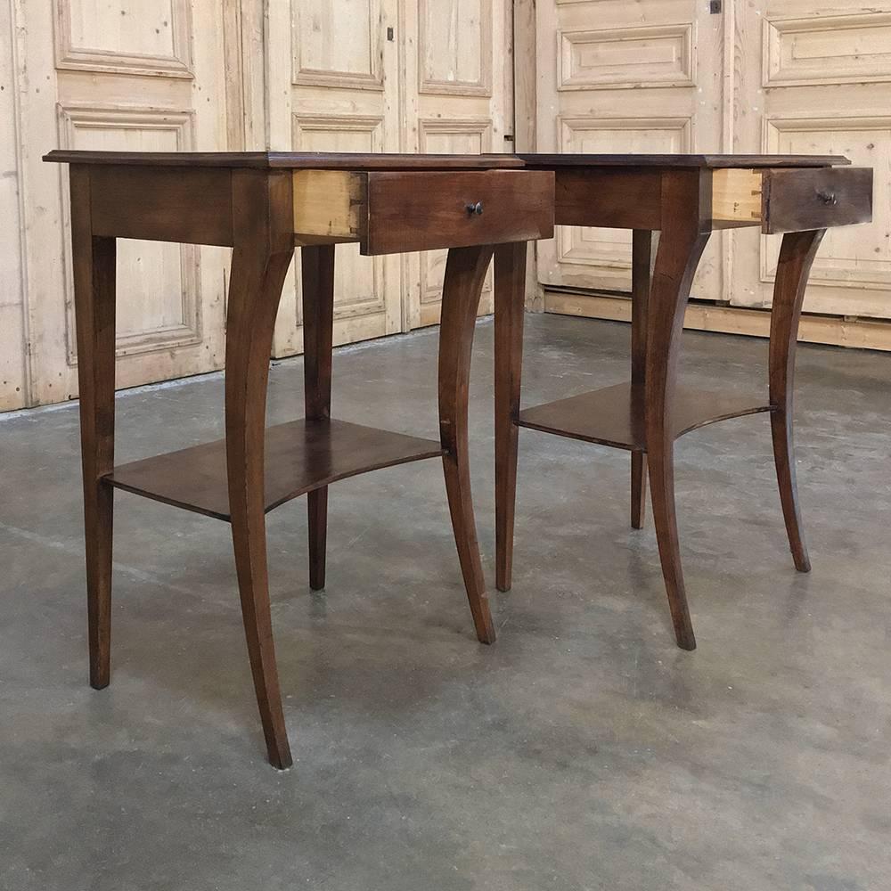French Pair of Mid-Century Directoire End Tables or Nightstands
