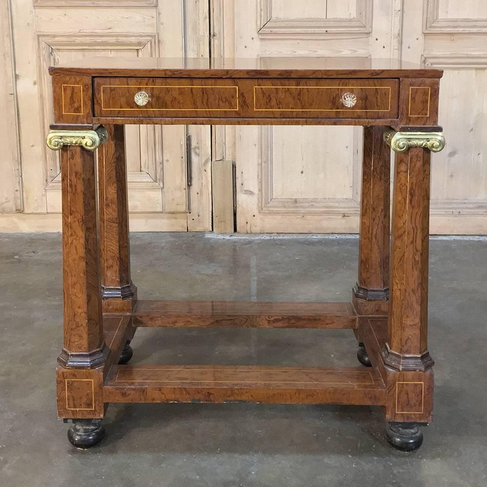 Hand-Crafted 19th Century, French Empire Inlaid Mahogany End Table