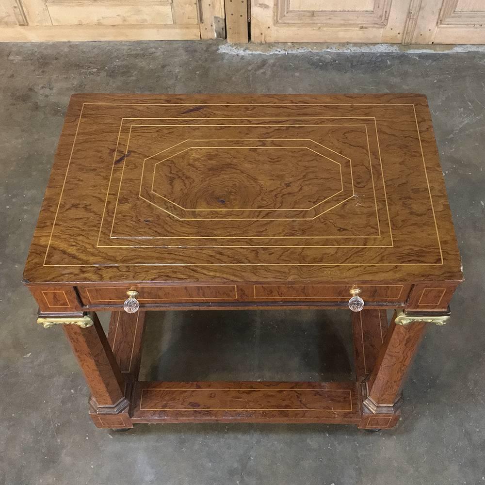 19th Century, French Empire Inlaid Mahogany End Table In Good Condition In Dallas, TX