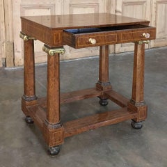 19th Century, French Empire Inlaid Mahogany End Table