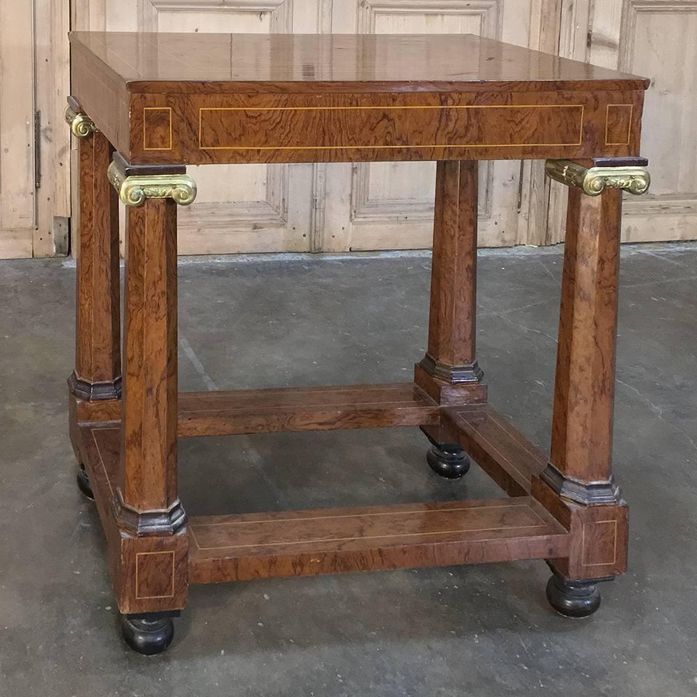 19th Century, French Empire Inlaid Mahogany End Table 1