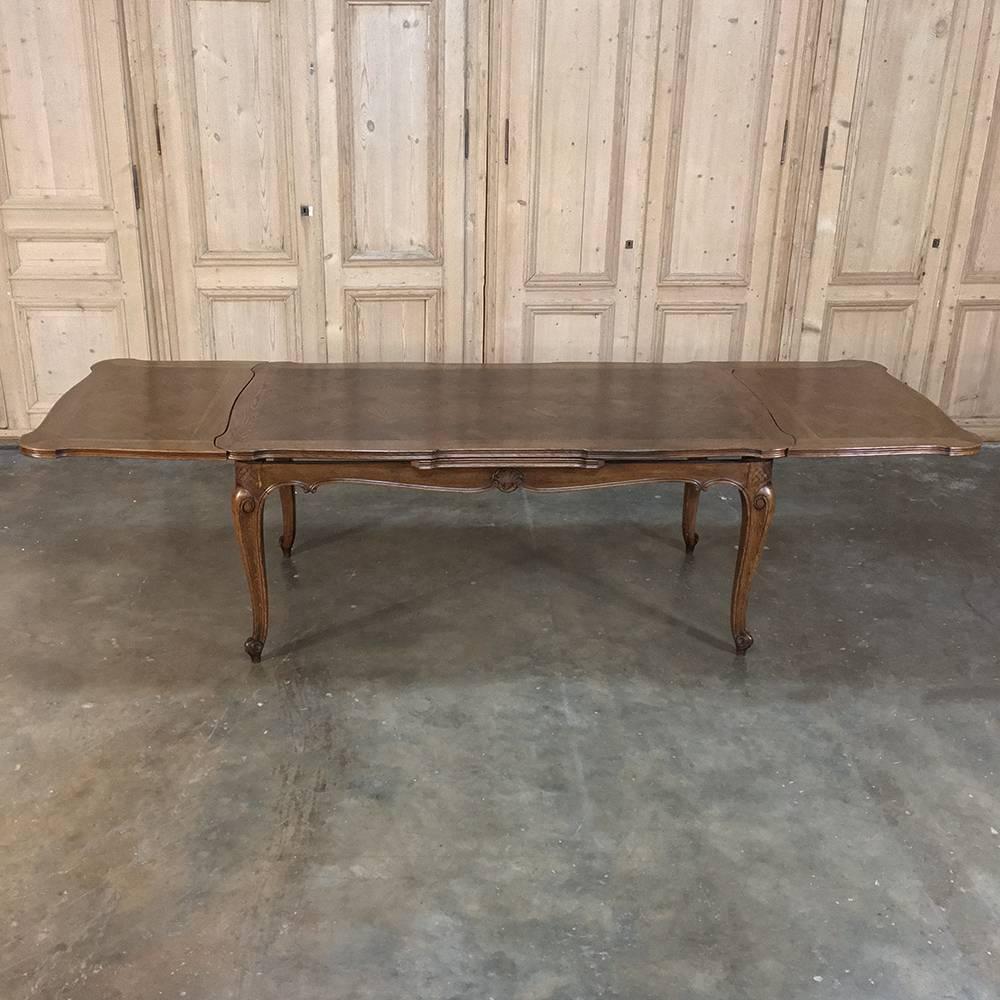 Oak Antique Country French Draw-Leaf Dining Table