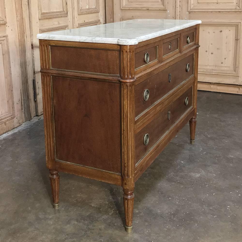Late 19th Century 19th Century French Directoire Mahogany Marble-Top Commode