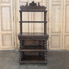 19th Century French Renaissance Barley Twist Etagere Buffet